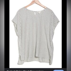 Caslon green white striped linen top 1X